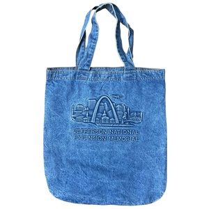 VINTAGE Y2K Denim Jean Tote Bag Purse Jefferson National Expansion Memorial
